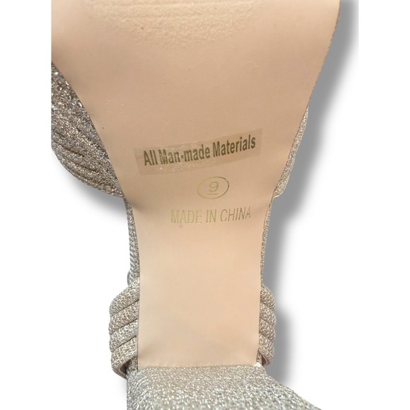 NIB GLAZE Women Sz 9 Gold Glitter Dream Strappy Platform Block Heel Sandals - Picture 4 of 15